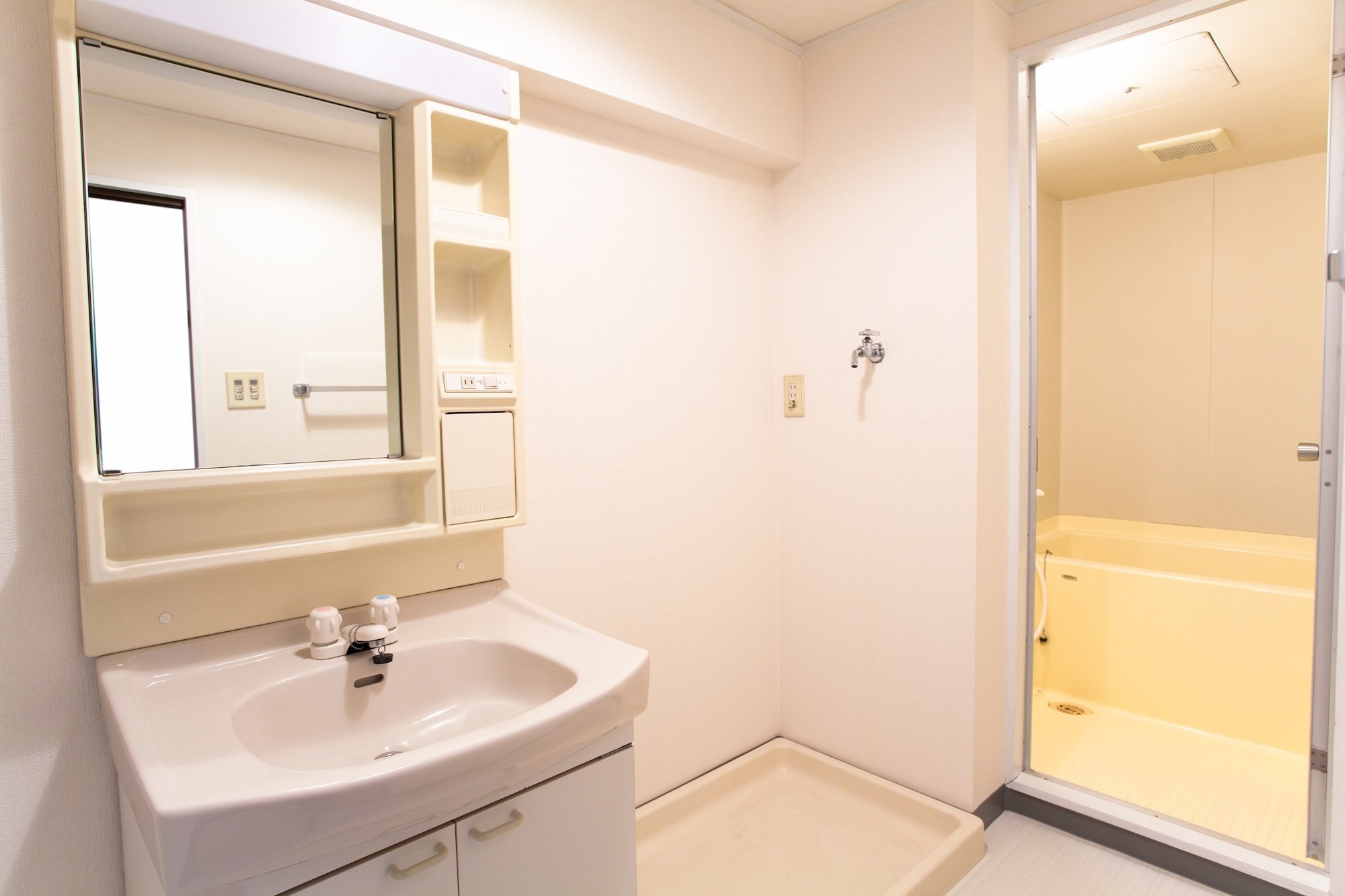 やや年季の入った脱衣所と浴室